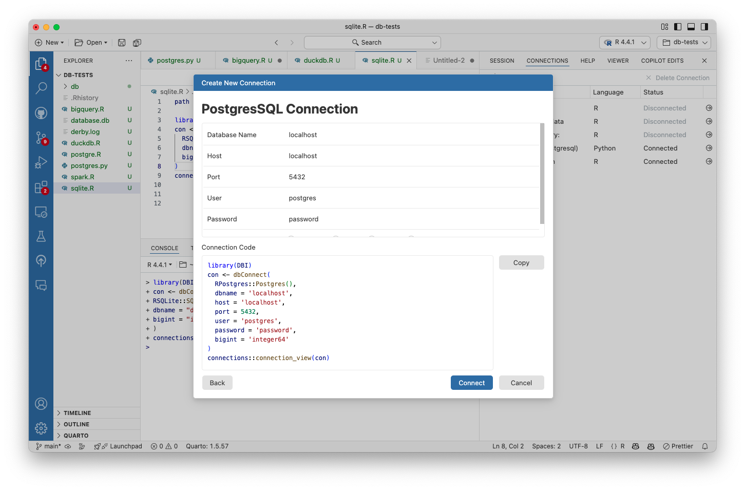 New connections modal